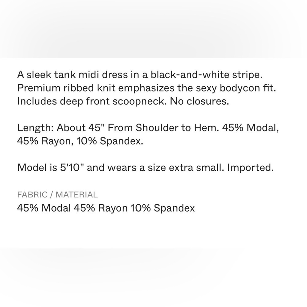 L’AGENCE Ivanna Navy & White Striped Ribbed Midi Tank Dress XS - Picture 4 of 10
